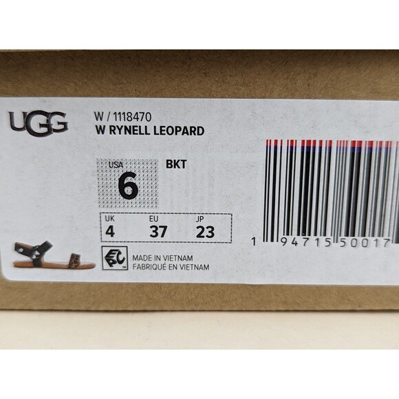 UGG Rynell Leopard Flat Sandals Womens 6M Black Leopard Ankle Strap Shoes NWB - Picture 9 of 13